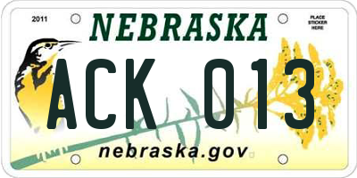 NE license plate ACK013