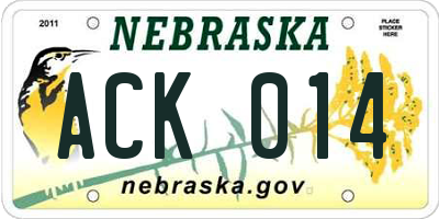 NE license plate ACK014