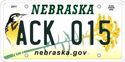 NE license plate ACK015