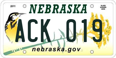 NE license plate ACK019