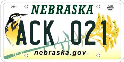 NE license plate ACK021