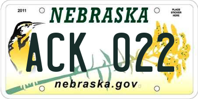 NE license plate ACK022