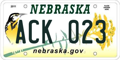 NE license plate ACK023