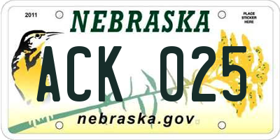 NE license plate ACK025