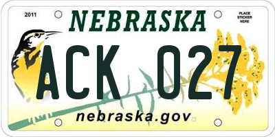 NE license plate ACK027