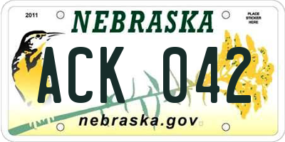 NE license plate ACK042