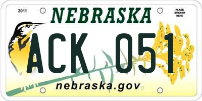 NE license plate ACK051