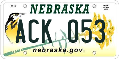 NE license plate ACK053