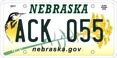 NE license plate ACK055