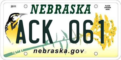 NE license plate ACK061