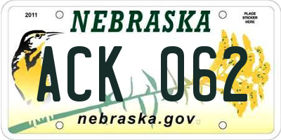 NE license plate ACK062