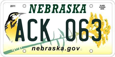 NE license plate ACK063