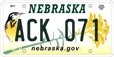 NE license plate ACK071