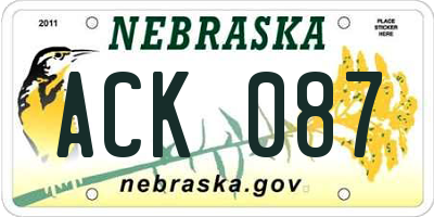 NE license plate ACK087