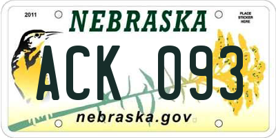 NE license plate ACK093