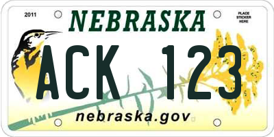 NE license plate ACK123
