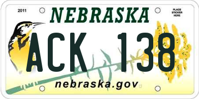 NE license plate ACK138