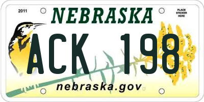 NE license plate ACK198