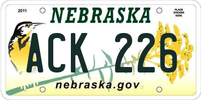 NE license plate ACK226