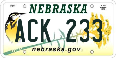 NE license plate ACK233