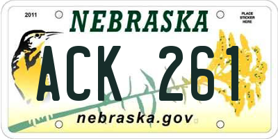 NE license plate ACK261