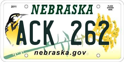 NE license plate ACK262