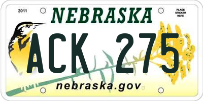 NE license plate ACK275