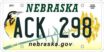 NE license plate ACK298
