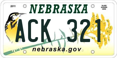 NE license plate ACK321