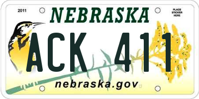 NE license plate ACK411