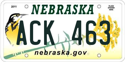 NE license plate ACK463
