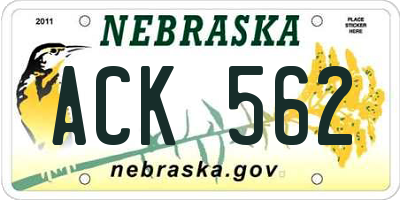 NE license plate ACK562