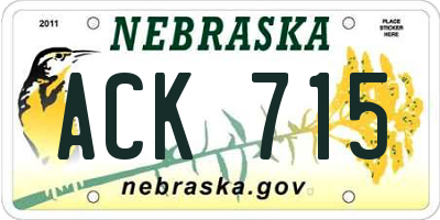 NE license plate ACK715