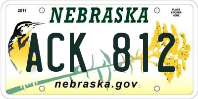 NE license plate ACK812
