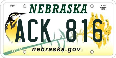 NE license plate ACK816
