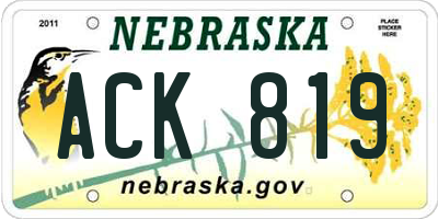 NE license plate ACK819