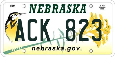 NE license plate ACK823