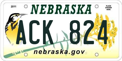NE license plate ACK824