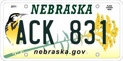 NE license plate ACK831