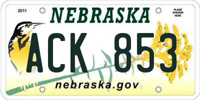 NE license plate ACK853