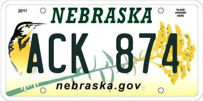NE license plate ACK874