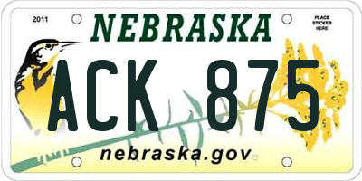 NE license plate ACK875