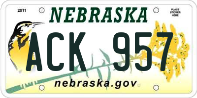 NE license plate ACK957