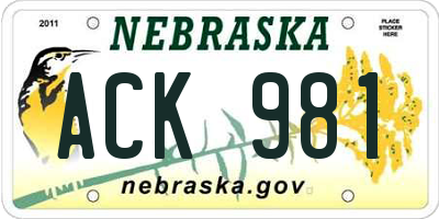 NE license plate ACK981