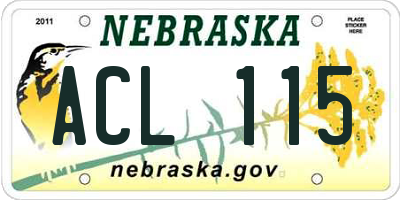 NE license plate ACL115