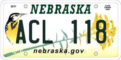 NE license plate ACL118