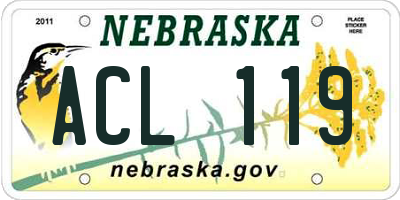 NE license plate ACL119