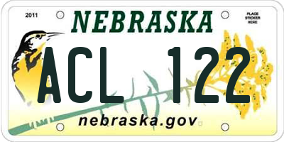 NE license plate ACL122