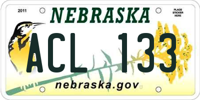 NE license plate ACL133