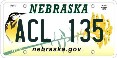 NE license plate ACL135